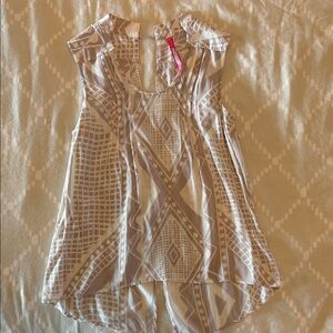 Tracy Reese Sleeveless Geometric Print Top in Light Taupe & Cream